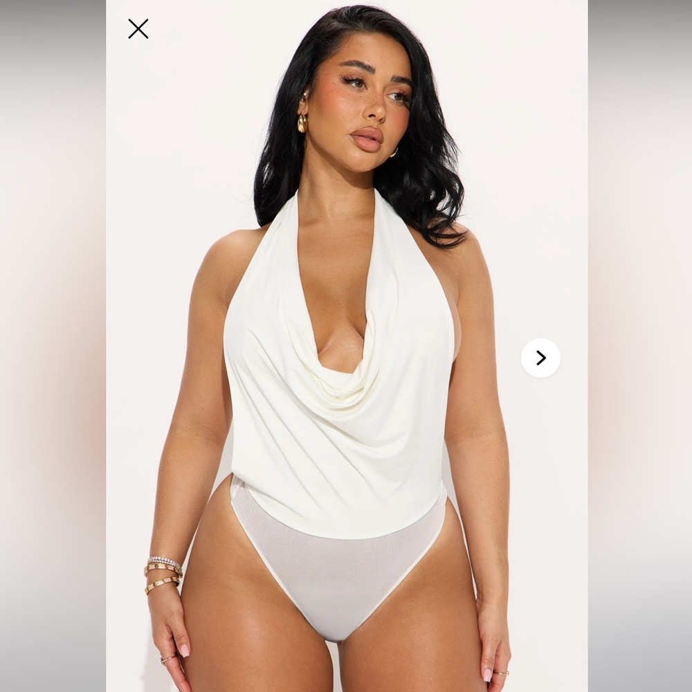 Fashion Nova White Halter Bodysuit